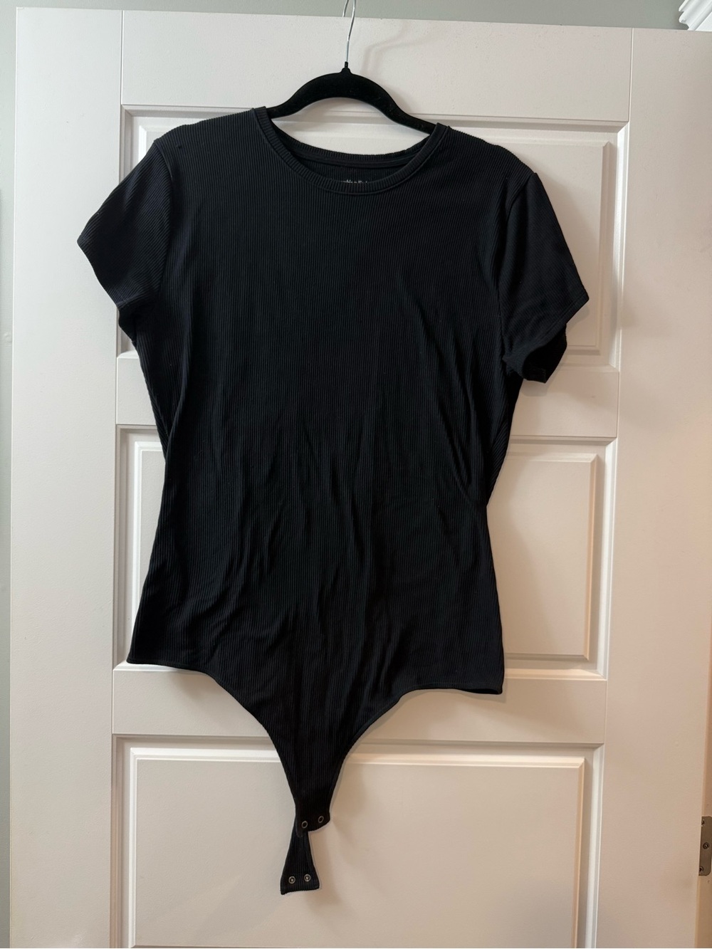 Abercrombie & Fitch Black Ribbed Short-Sleeve Bodysuit